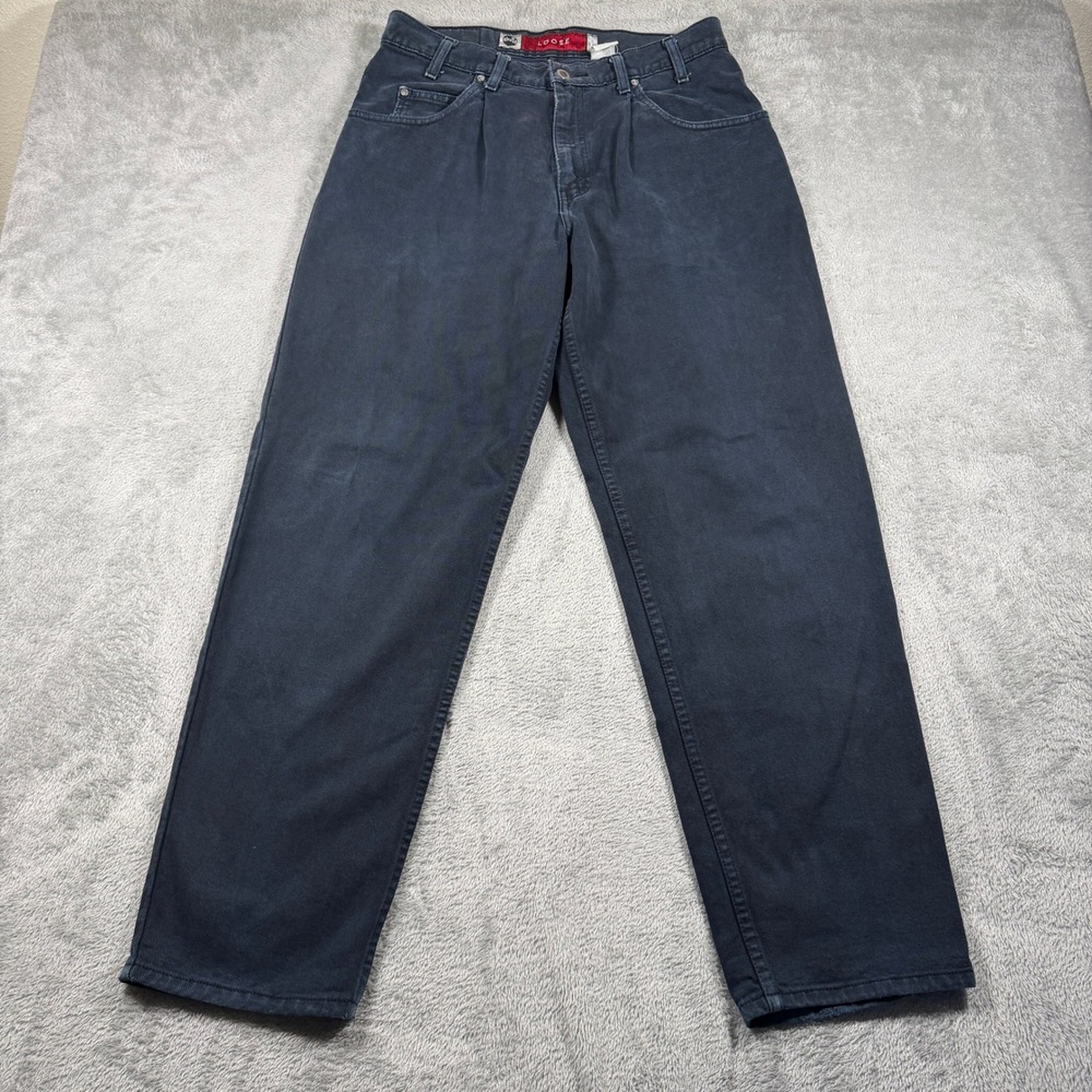 Vintage Levis SilverTab Loose Jeans Mens 32x31 Black Denim Pleated Baggy 90s Y2K